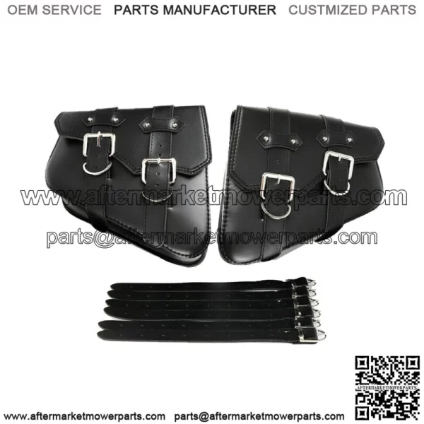 PU Leather Saddle Bag Motorcycle Luggage L&R Side Tool Bag For Honda Suzuki - Image 2