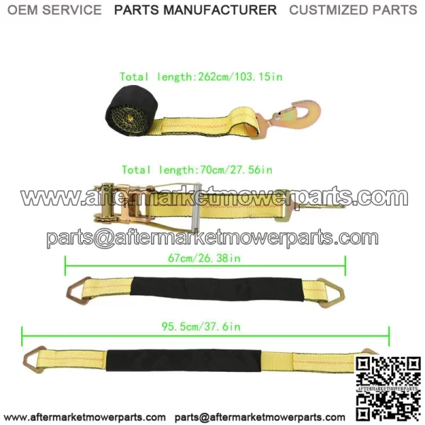 Car Tie Down Straps for Trailers with Snap Hooks, Ratchet Car Straps Yellow New - Image 4