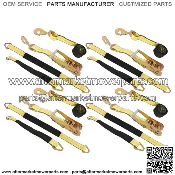 Car Tie Down Straps for Trailers with Snap Hooks, Ratchet Car Straps Yellow New - Image 5