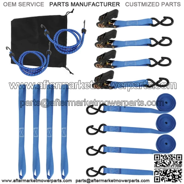 7pcs Ratchet Tie Down Straps ?C4 PK?C 15 FT ?C 2,200 LB Break Strength Blue - Image 5