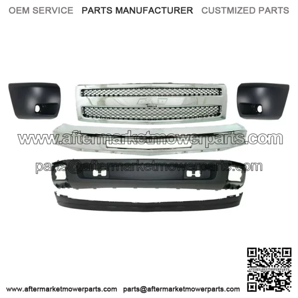 Front Bumper Chrome + Grille + Valance + End Caps For 2007-2013 Silverado 1500 (For: Chevrolet Silverado 1500)