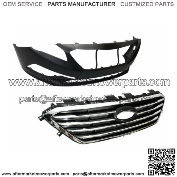 Front Bumper W/o Sensor Hole+Front Grille For Hyundai Sonata SE Standard 2015-17