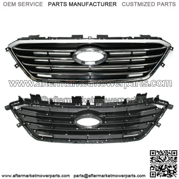 Front Bumper W/o Sensor Hole+Front Grille For Hyundai Sonata SE Standard 2015-17 - Image 2