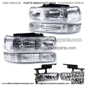 Fit For 1999-2002 Chevy Silverado 2000-2006 Tahoe Suburban Headlights+Fog Lights (For: More than one vehicle)