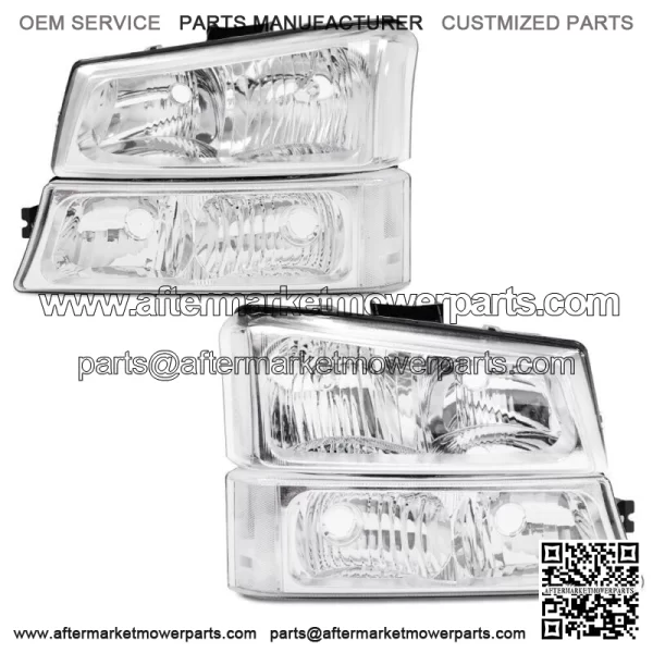 Chrome Clear Corner Headlights+Signal Bumper Lamp Fit For 03-06 Chevy Silverado (For: More than one vehicle)