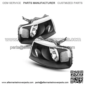 Headlights Assembly for 2004-2008 Ford F-150 F150 Black Housing Clear Lamps Pair (For: Ford F-150)