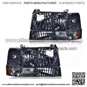 Fit For 1992-96 Ford F150/250/350 Headlights W/Corner Signal Bumpe 6PCS