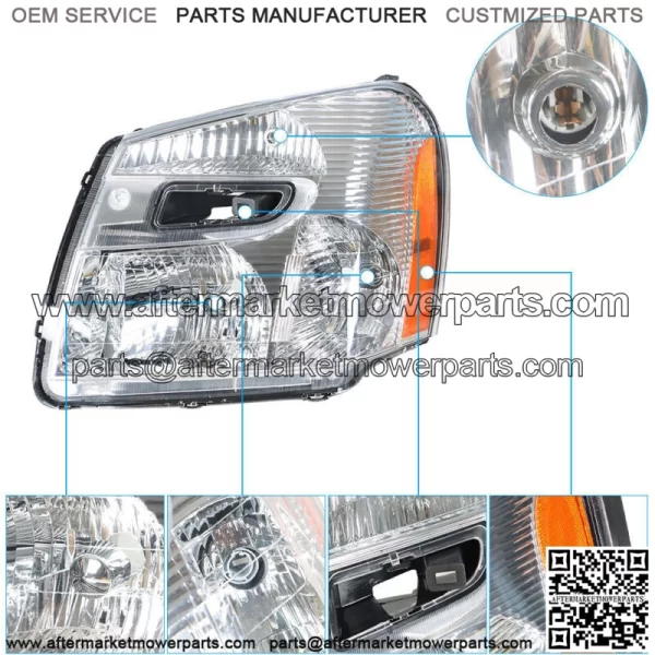 Left For 2005-2009 Chevy Equinox Halogen Headlight Assembly Chrome Housing Clear - Image 4