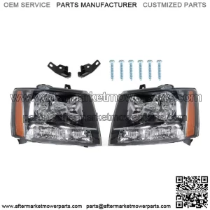 For 2007-14 Avalanche/Suburban/Tahoe Headlights Amber Corner Black Housing RH+LH