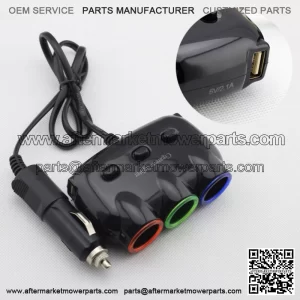 Car LED Cigarette Lighter Socket 3 Port Splitter Dual USB Charger Adapter Parts (For: Ford F-150)