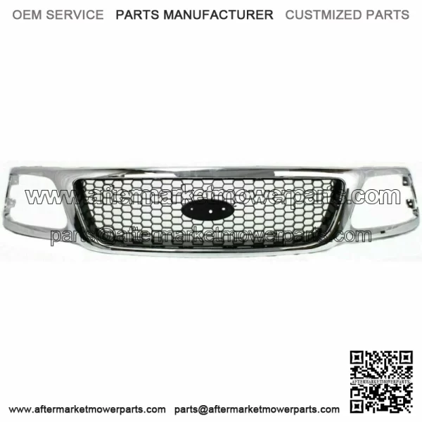 New Fits 1999-2003 Ford F-150 F-250 Grille Honeycomb Chrome Shell Black Insert (For: Ford F-150)