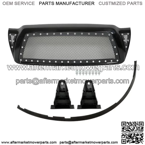 For 2005-2011 Toyota Tacoma Pickup Rivet Mesh Black Upper Main Grille TO1200279