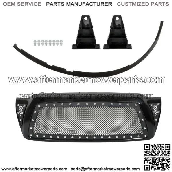 For 2005-2011 Toyota Tacoma Pickup Rivet Mesh Black Upper Main Grille TO1200279 - Image 2
