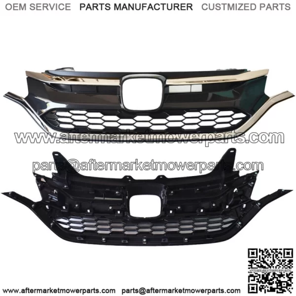 For Honda CRV 2015 2016 Front Bumper Upper and Lower Grille Set Black+Chrome - Image 2