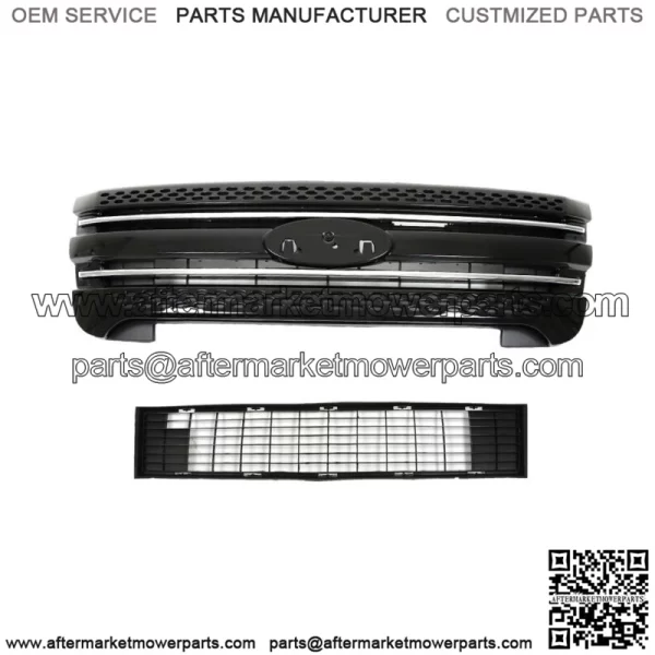 For 2011-2015 Ford Explorer Front Bumper Upper Grille Assembly Glossy Black