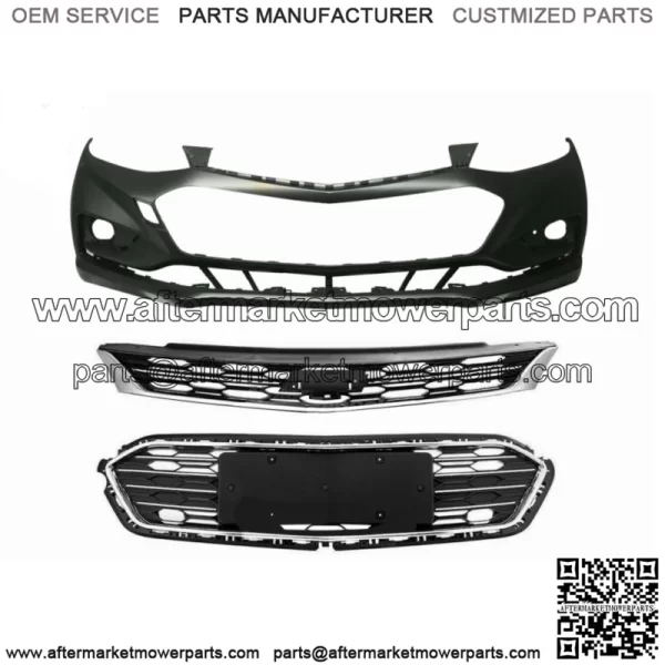 Front Upper and Lower Grille & Front Bumper Cover For Chevy Cruze 2016 2017 2018