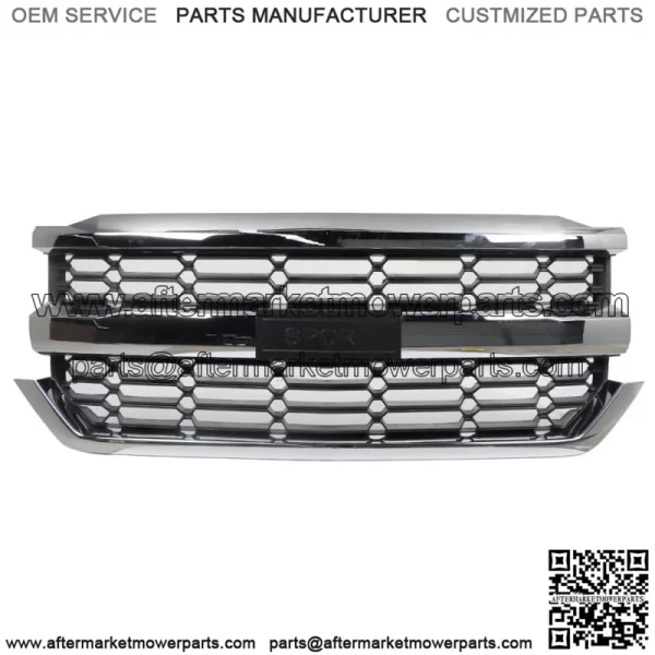 Front Upper Grille For Chevy Silverado 1500 2016 2017 2018 2019 Chrome 84602489 - Image 2