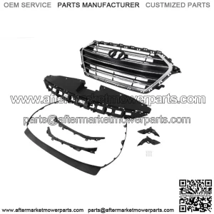 For Elantra 2017-2018 Front Chrome Grille+Radiator Cover+Bumper Lid+4 Brackets