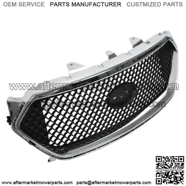 For 2013-2018 Ford Taur SHO Front Upper Grille Matte Black W/Chrome Trim - Image 2