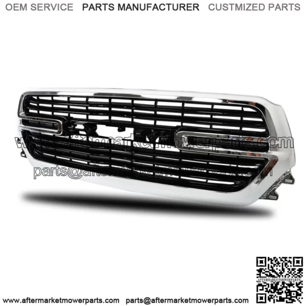 Front Chrome Grille Grill Assembly For 2019-2022 Dodge Ram1500 Black Trim