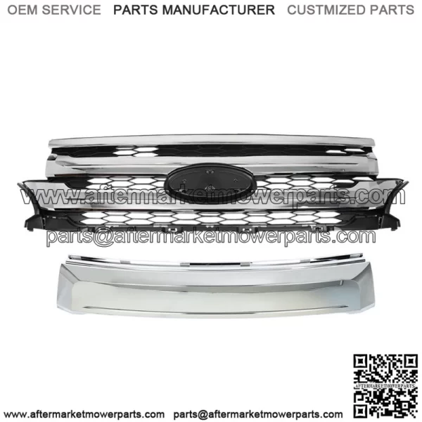 For 2011-2014 Ford Edge Front Upper Grille Mounting & Trim Molding Chrome Black - Image 2