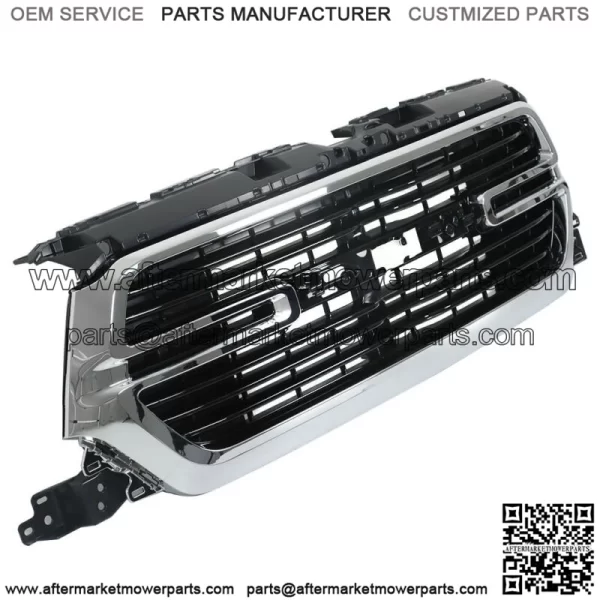 Front Upper Grille For 2019-2022 Ram 1500 Chrome+Black Trim w/Grille Base - Image 2
