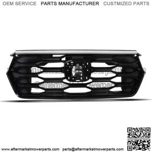 For Honda Pilot 2023 2024 Front Upper Grille Gloss Black Plastic+Chrome Trim