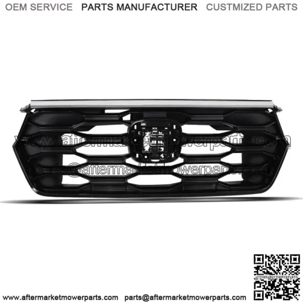 For Honda Pilot 2023 2024 Front Upper Grille Gloss Black Plastic+Chrome Trim