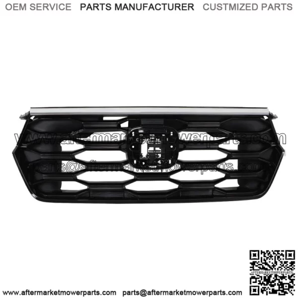 For Honda Pilot 2023 2024 Front Upper Grille Gloss Black Plastic+Chrome Trim - Image 2