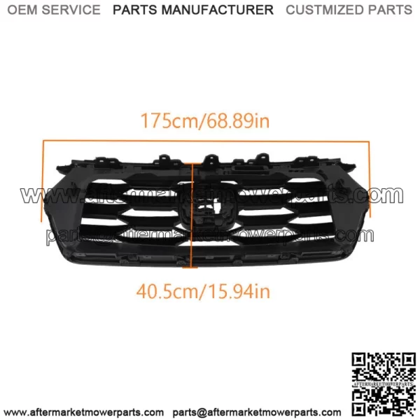 For Honda Pilot 2023 2024 Front Upper Grille Gloss Black Plastic+Chrome Trim - Image 3