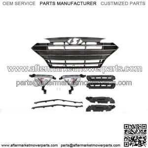 For Hyundai Elantra 2019-2020 Front Grille+Fog Lights Bracket Molding Set 9pcs