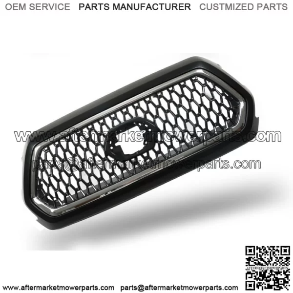 Front Upper Grille Matte Black Chrome Gray For 2016-2021 Toyota Tacoma Chrome