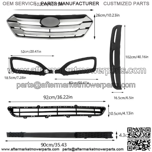 For Hyundai Santa Fe Sport 2013 14-2016 Front Grille Fog Light Bezels Set 5 Pcs - Image 3