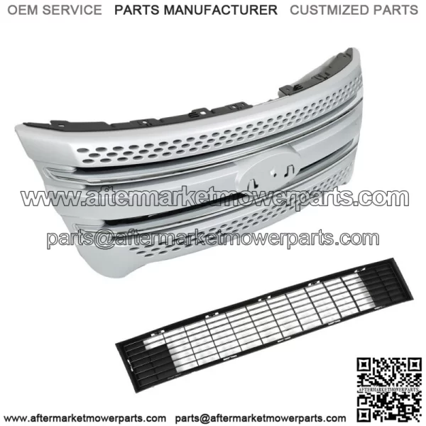 Front Bumper Upper Grille Assembly For 2011-2014 2015 Ford Explorer Silver - Image 2