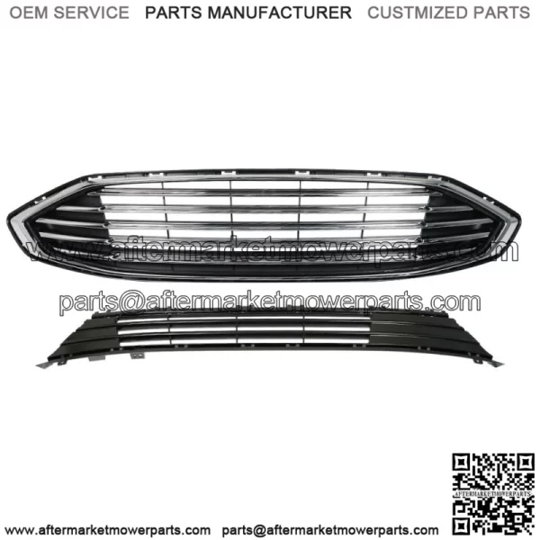 For 2017-2018 Ford Fion Front Bumper Upper & Lower Grille Assembly Chrome - Image 2