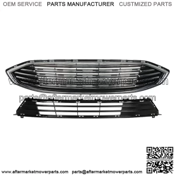 For 2017-2018 Ford Fion Front Bumper Upper & Lower Grille Assembly Chrome - Image 3
