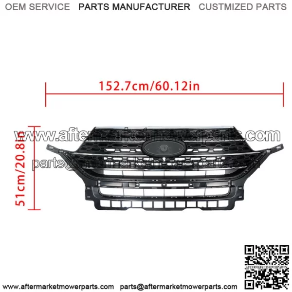 Front Radiator Grille Gloss Black & Chrome For Ford Explorer XLT 2020 2021 - Image 2