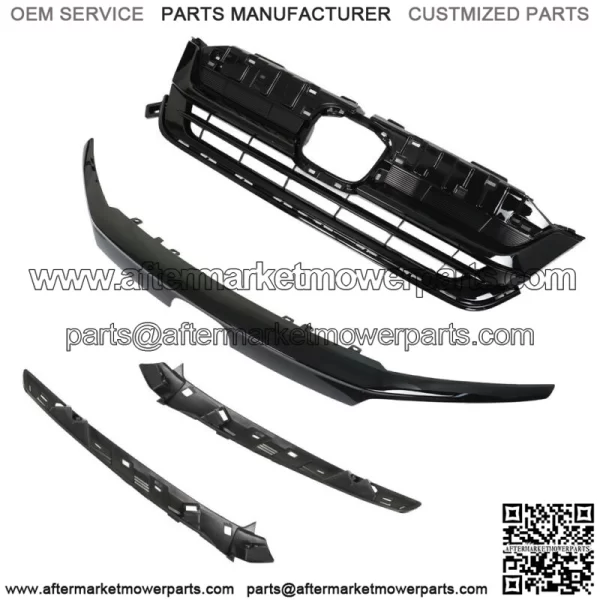 Fit For 2019-2021 Honda Pilot Front Upper Grille W/Trim Assembly Glossy Black - Image 3
