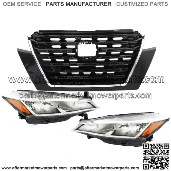 Front Upper Grille Assembly+Headlight Halogen For 2021-2023 Nissan Kicks S/SV