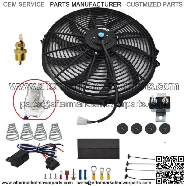 16" Electric Radiator Fan High 3000 + Cfm Thermostat Wiring Switch Relay Kit