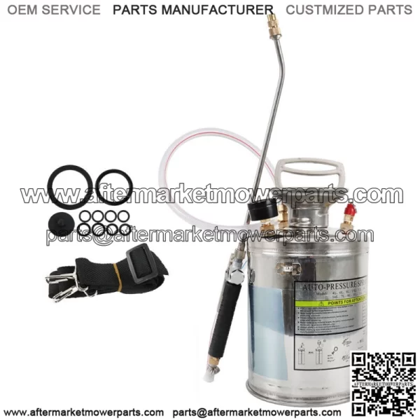 Stainless Steel 1 Gallon Hand-Pump Sprayer With Reinforced Hose 4L 12" Wand 3FT - Image 2