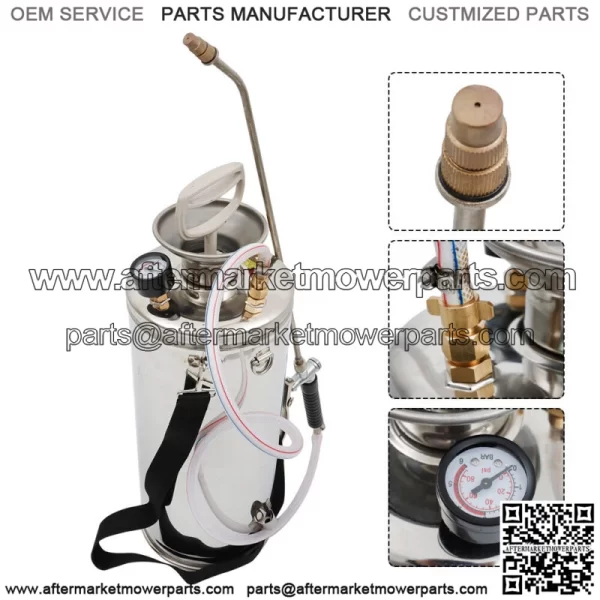 Stainless Steel Sprayer With Reinforced Hose Adjustable Nozzles 2 Gallon 8L - Image 2