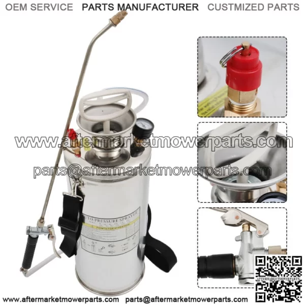 Stainless Steel Sprayer With Reinforced Hose Adjustable Nozzles 2 Gallon 8L - Image 3