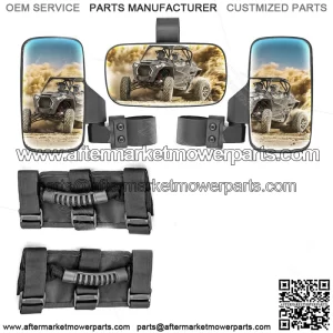Roll Bar Cage Rear View Mirrors w/ Grips For Polaris UTV RZR XP 1000 900 570 800 (Fits: Yamaha Rhino 660)