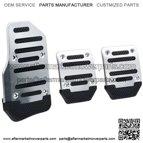3Pc Non-Slip Manual Gas Brake Foot Pedal Pad Cover Car Accessories Parts Silver (For: More than one vehicle)