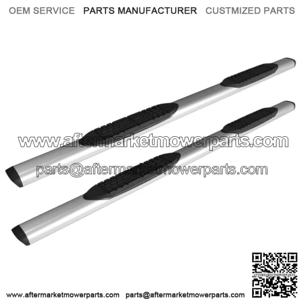 5in Textured Aluminum Oval Running Boards Steps for Select New Body Double Cab (For: More than one vehicle)