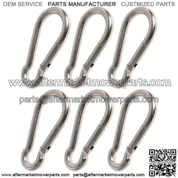 6 Set 264lbs Spring Snap Hook Carabiner 304 Stainless Steel Clips - Image 2