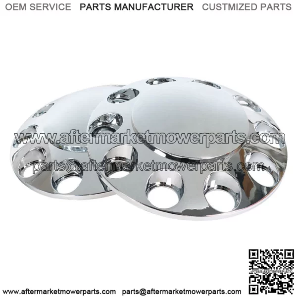 Pair Chrome Front Wheel Covers 33mm Hub Axle Semi Truck ABS Plastic Satin - Image 3