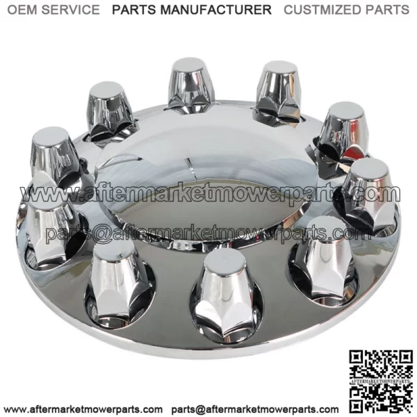 Pair Chrome Front Wheel Covers 33mm Hub Axle Semi Truck ABS Plastic Satin - Image 4