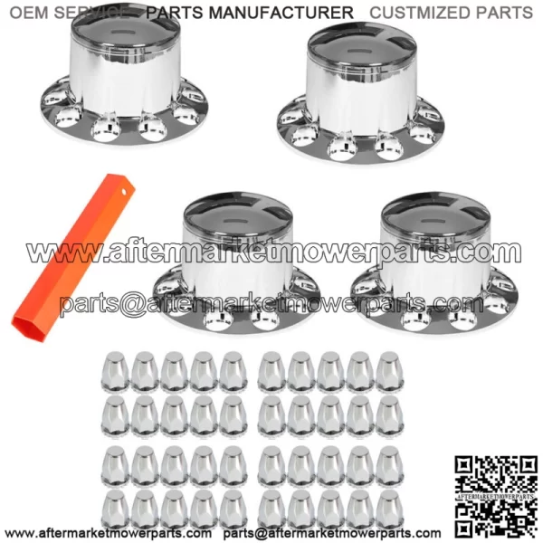 Set of 4 Rear Chrome Wheel Axle Hub Cover Kit Semi 33MM Nut Covers ABS Plastic - Image 2